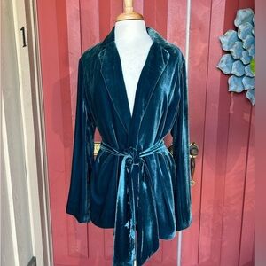 Trina Turk Deep Teal Velvet Jacket